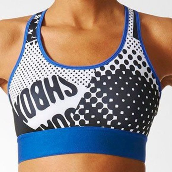 Adidas adidas STELLASPORT Printed Bra - Blue/Black - Picture 2 of 4